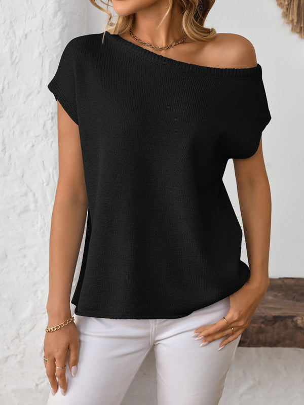 Women’s knitted Y2K pullover solid color top