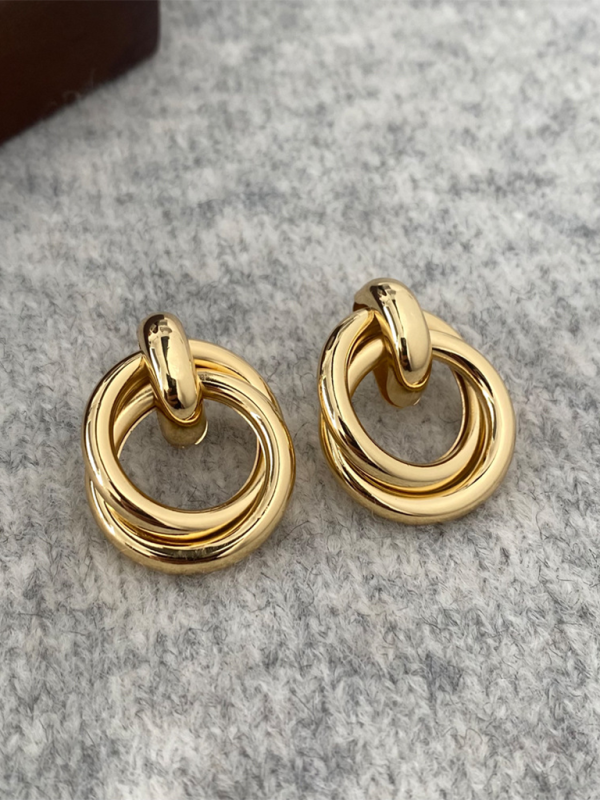 Women’s knotted multi-layered geometric dangling earrings - Pattern1 / FREESIZE