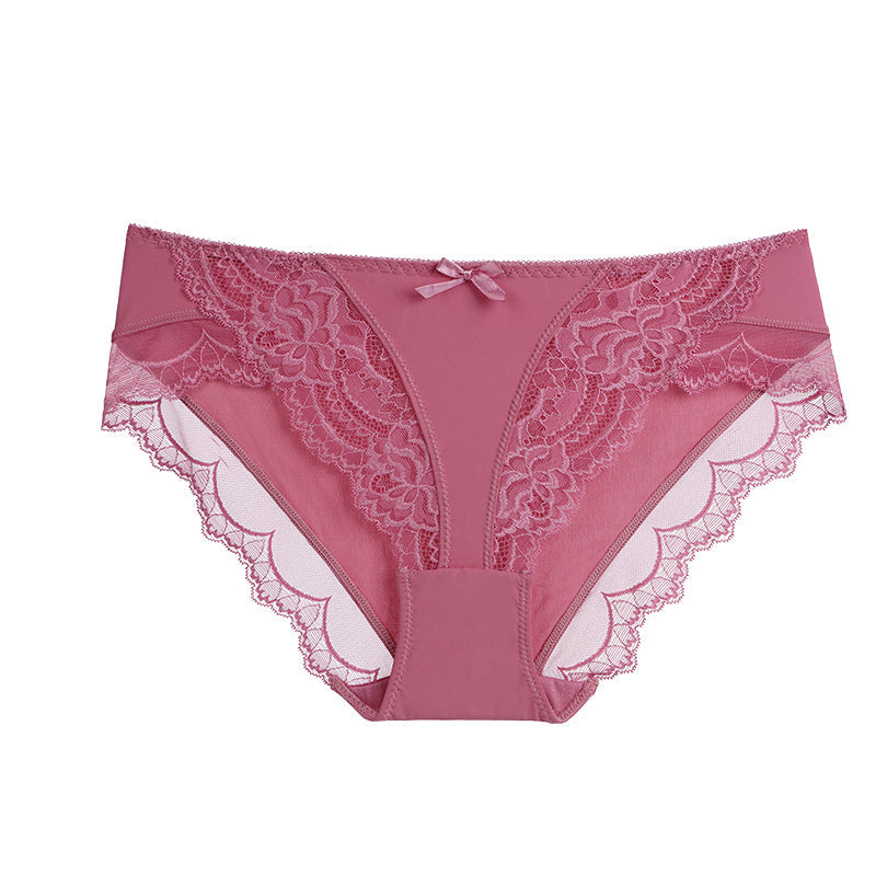 Women’s Lace Comfort Breathable Briefs - Hot pink / S
