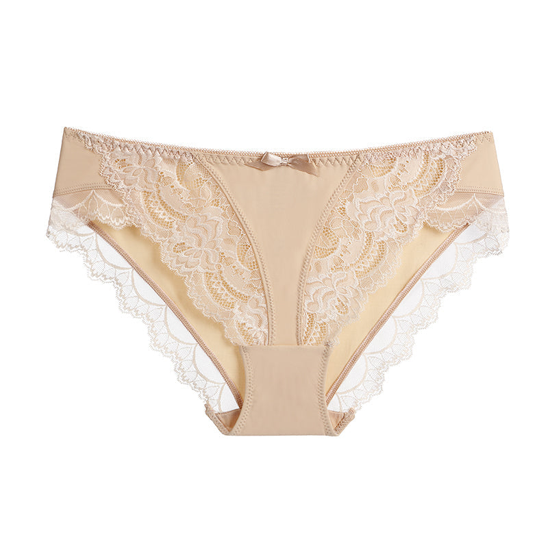 Women’s Lace Comfort Breathable Briefs - Nude / S