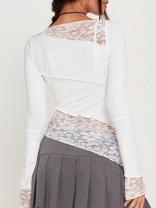 Women’s lace patchwork long sleeve top