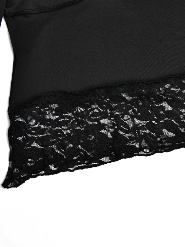 Women’s lace patchwork long sleeve top