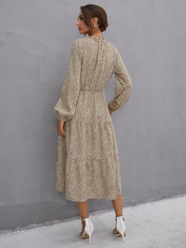 women’s leopard print long sleeve dress