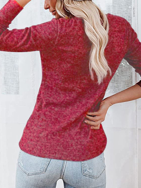 Women’s Long Sleeve Henley Shirts V Neck Down Tops