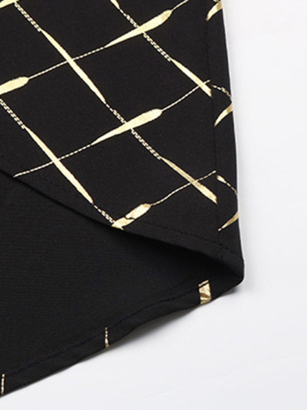 Women's long-sleeved V-neck hot stamping shirt - Closther