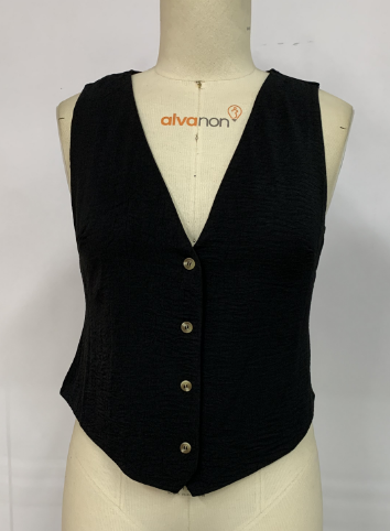 Women’s long sleeveless pullover vest - Black / S