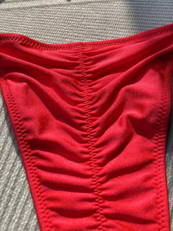 Women’s new bikini solid color rope strap sexy swimsuit