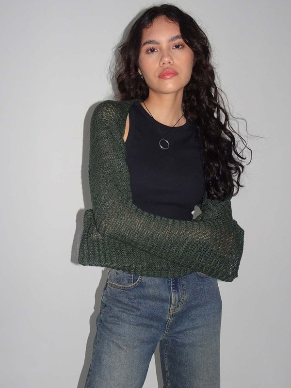 Women’s new casual fashion knitted shawl - Olive green / S