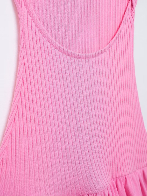 Women’s New Casual Sleeveless Balloon Fit Ribbed Dress