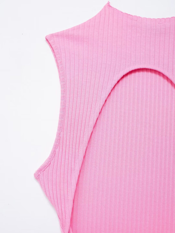 Women’s New Casual Sleeveless Balloon Fit Ribbed Dress