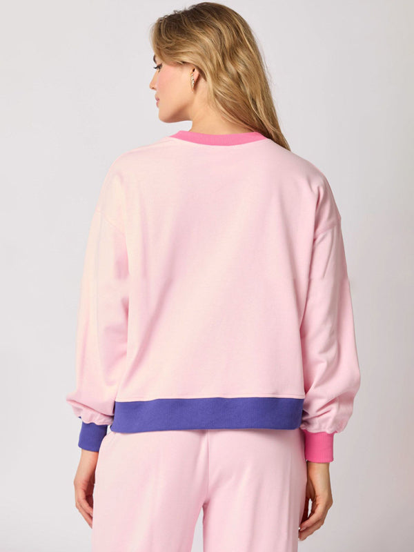 Women’s New Christmas Soldier Sequin Colorblock Fashion Casual Sweater Two-piece Suit