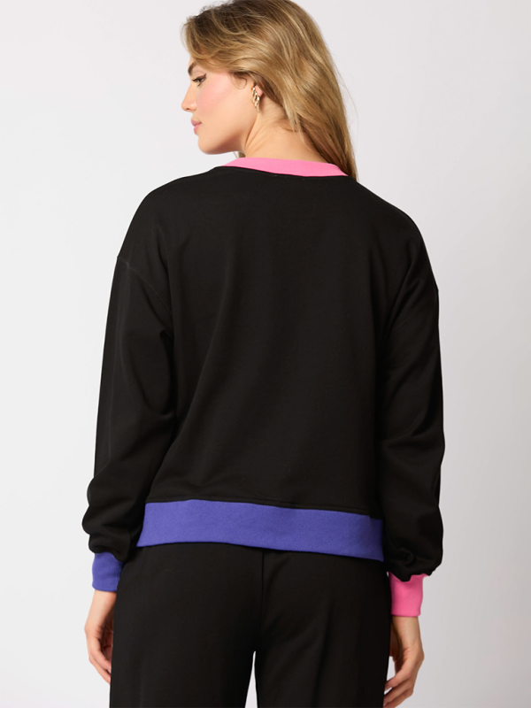 Women’s New Christmas Soldier Sequins Color Blocking Fashion Casual Sweatshirt Two Piece Set