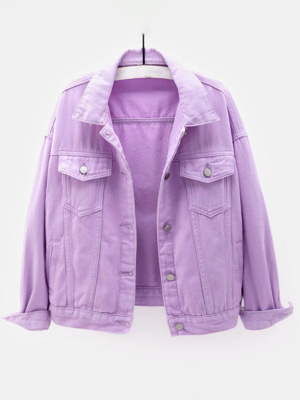 Women’s New Colorful Large Size Denim Jacket - Purple / S