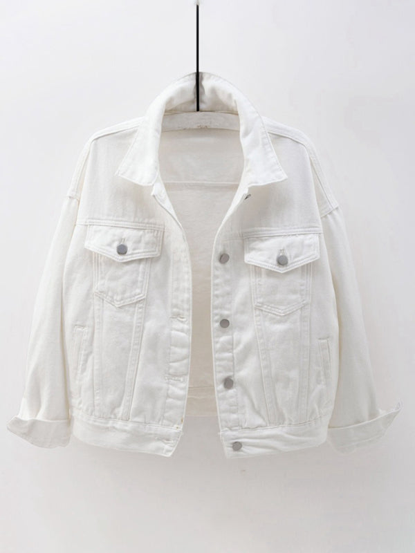 Women’s New Colorful Large Size Denim Jacket - White / S