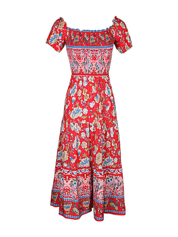 Women’s new ethnic style one-neck printed dress