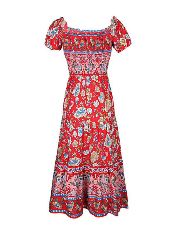 Women’s new ethnic style one-neck printed dress