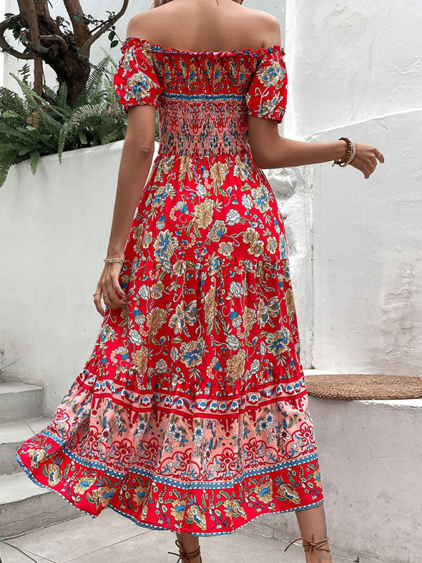 Women’s new ethnic style one-neck printed dress