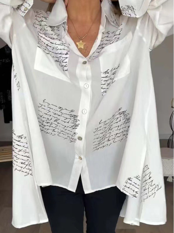 Women’s New Fashion Letter Printed Shirt - White / S