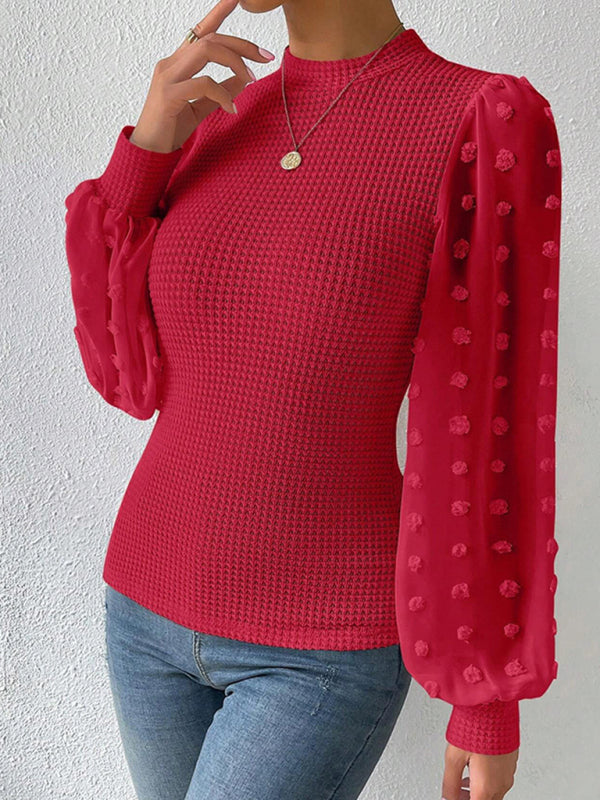 Women’s New Fashionable Round Neck Spliced Long Sleeve Sweater
