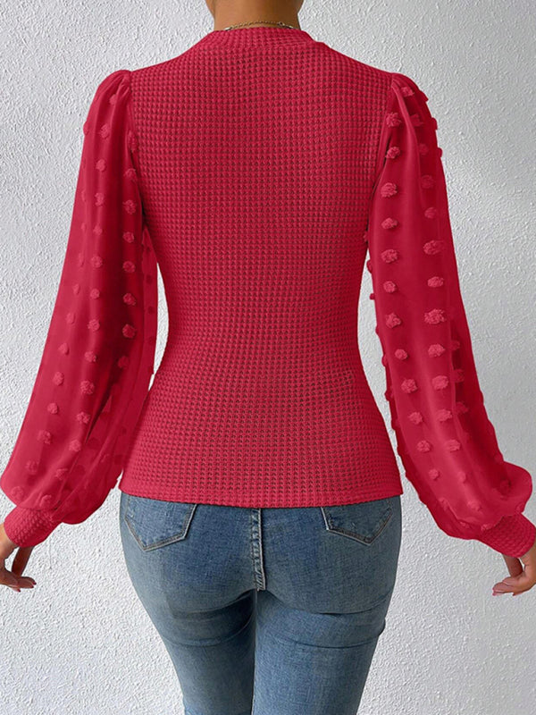 Women’s New Fashionable Round Neck Spliced Long Sleeve Sweater