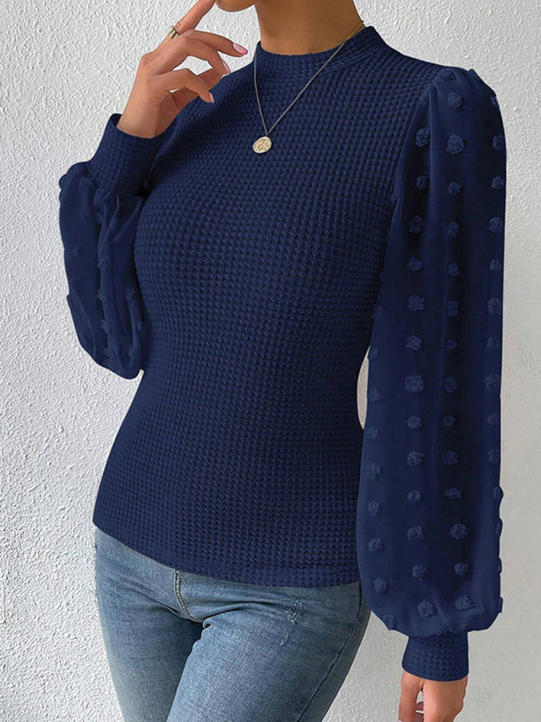 Women’s New Fashionable Round Neck Spliced Long Sleeve Sweater