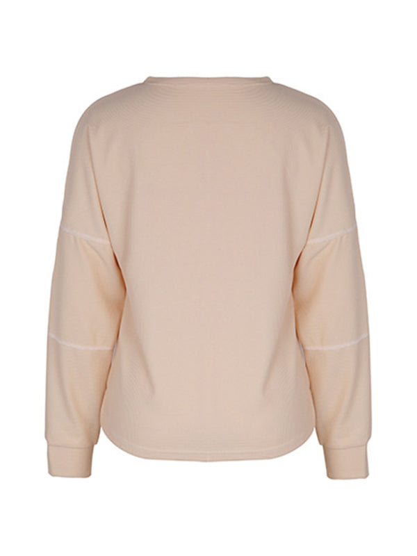 Women's New Long Sleeve Solid Color Knitted Tops - Closther