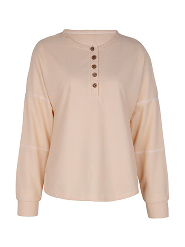 Women's New Long Sleeve Solid Color Knitted Tops - Closther