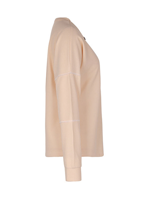 Women's New Long Sleeve Solid Color Knitted Tops - Closther