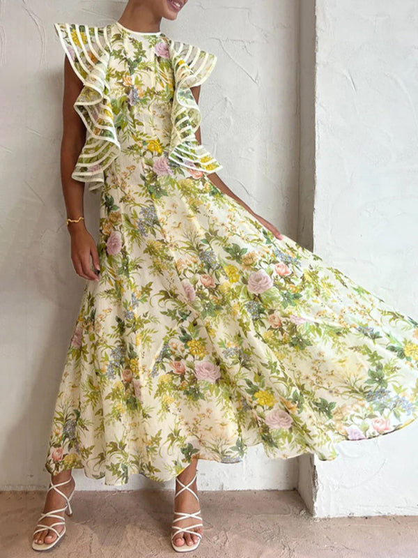 Women’s new sexy backless printed strappy dress