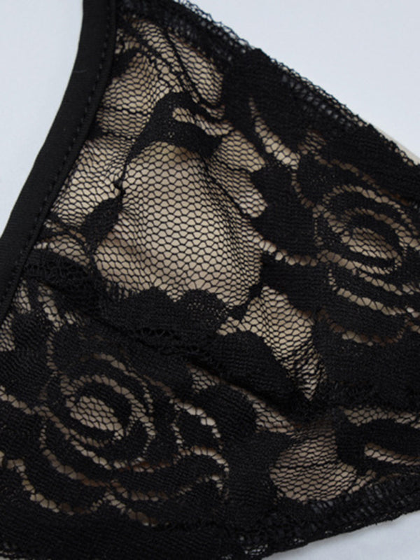 Women’s new sexy hottie see-through lace top low-cut high-elastic tight top long-sleeved inner wear