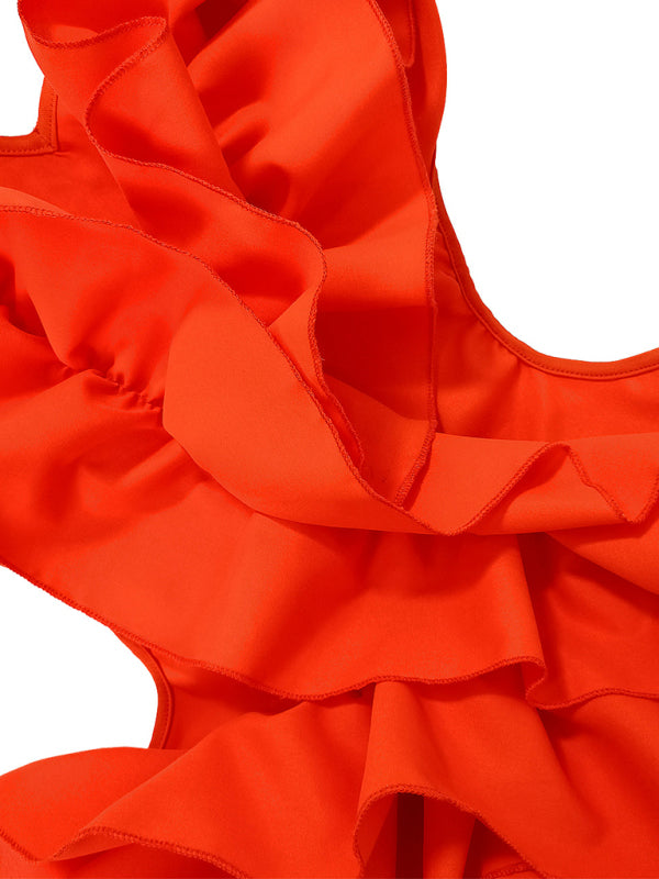 Women’s new sleeveless pleated backless mini dress irregular curling sexy dress