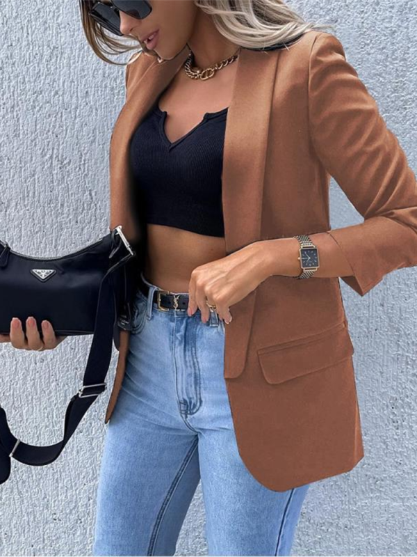 Women’s New Solid Color Small Suit Long Sleeve Top