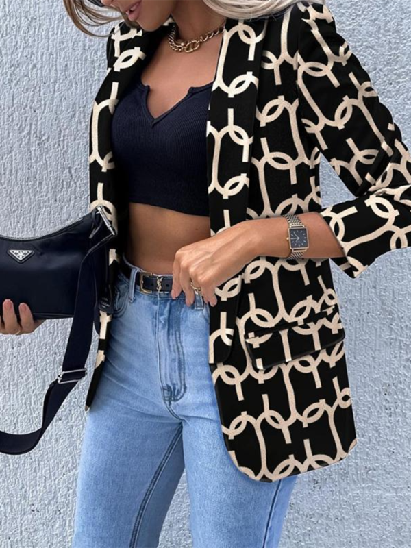 Women’s New Solid Color Small Suit Long Sleeve Top - Pattern2 / S