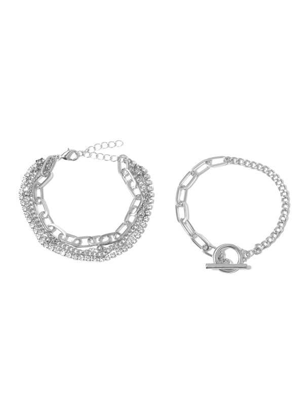 Women’s new style personalized simple geometric OT buckle round bead multi-layer bracelet necklace