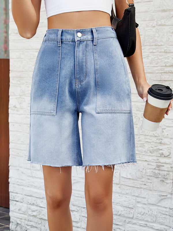 Women’s new style washed casual gradient denim shorts