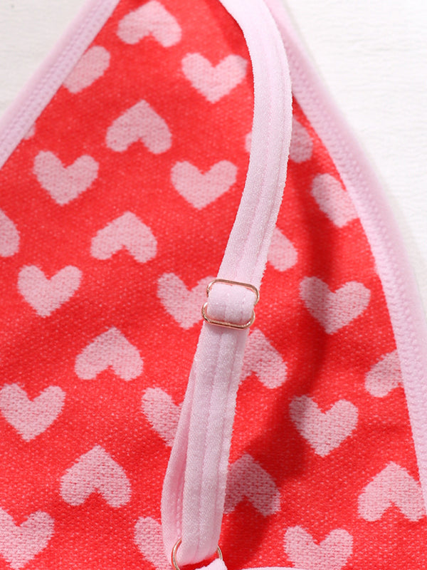 Women’s New Valentine’s Day Red Love Underwear Wireless Bra and Boxer Briefs Set