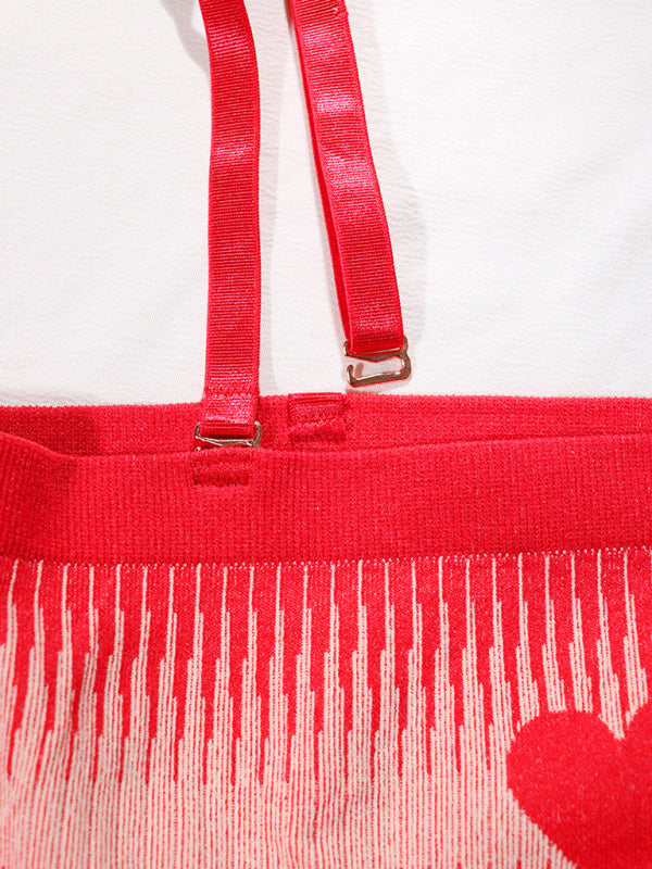 Women’s New Valentine’s Day Red Sexy Chest Wrapped Seamless One Shoulder Underwear Set