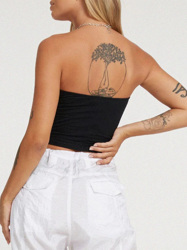 Women’s personality street flower print sexy belly-baring top