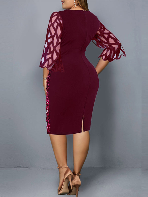 Women’s Personalized Sequin Design Plus Size Dress