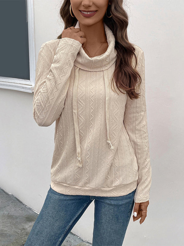 Women’s pile collar textured pullover top
