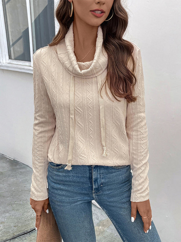Women’s pile collar textured pullover top
