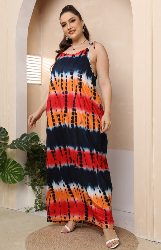 Women’s Plus Size Sleeveless Long Dress - Pattern / L