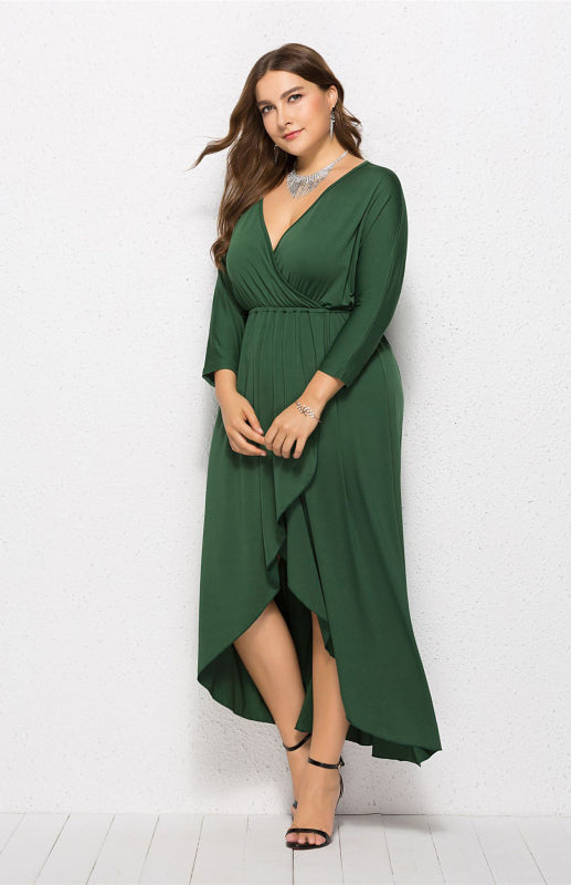 Women’s Plus Size Solid Deep V Dress