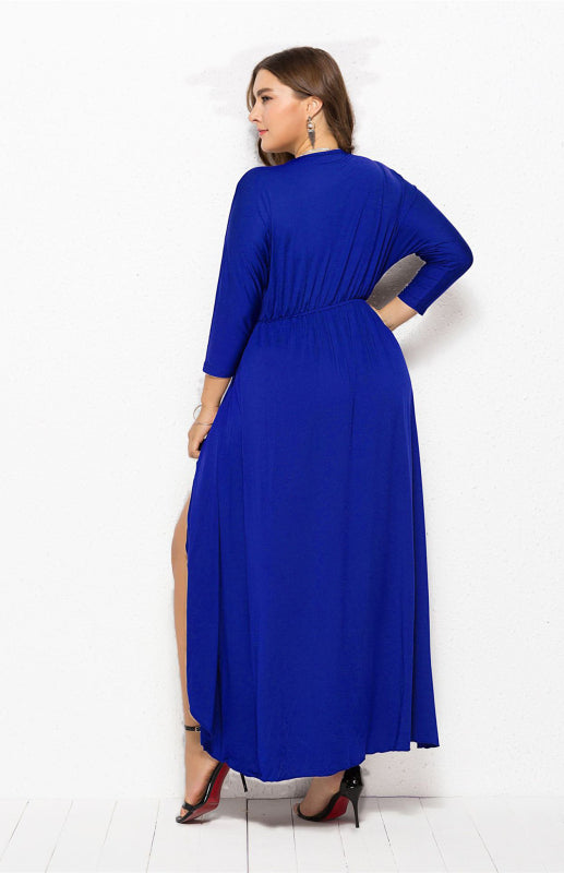 Women’s Plus Size Solid Deep V Dress