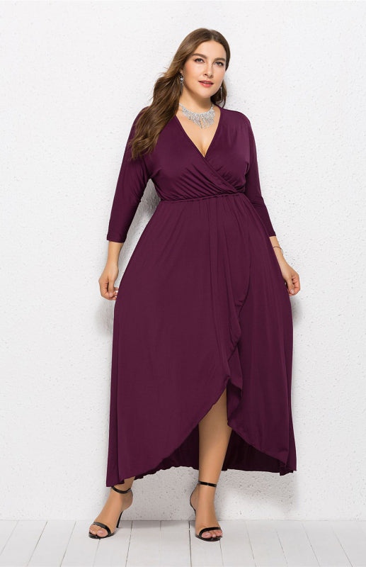 Women’s Plus Size Solid Deep V Dress