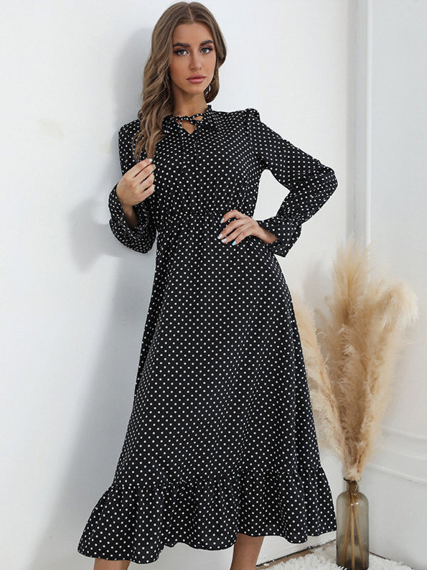 Women’s Polka Dot Ruffle Midi Dress