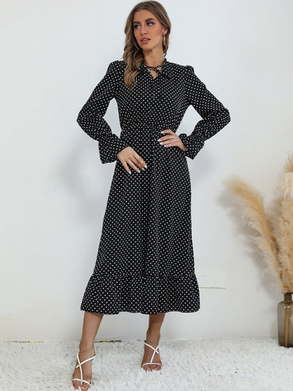 Women’s Polka Dot Ruffle Midi Dress