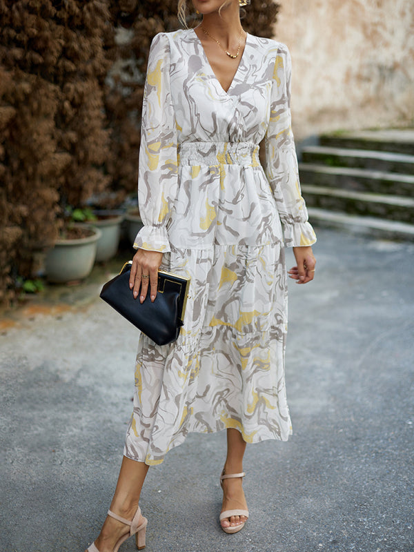 Women’s Printed Casual Vacation Printed V-Neck Dress