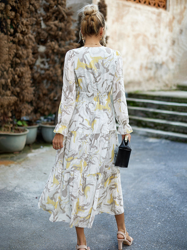 Women’s Printed Casual Vacation Printed V-Neck Dress