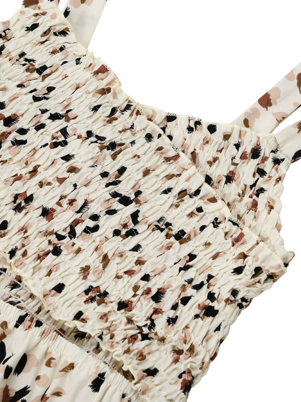 Women’s Printed Hollow Tie-Strap Dress